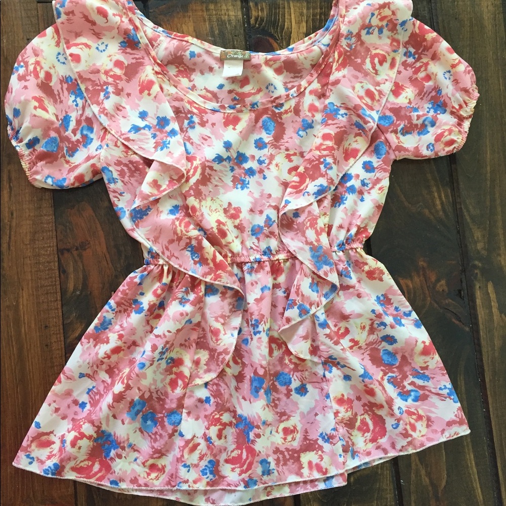 Floral ruffled shirt